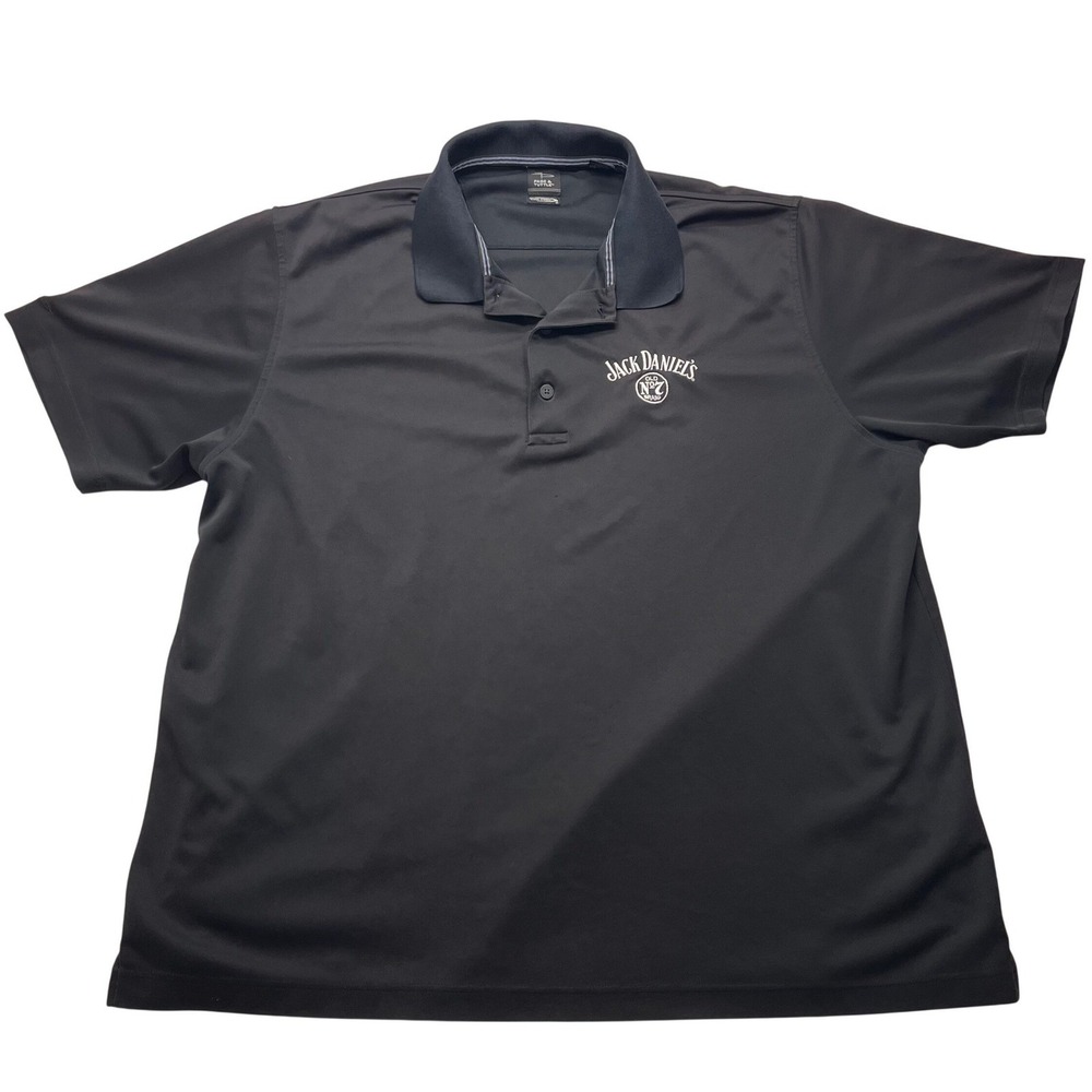 Page & Tuttle Mens Jack Daniels Old‎ No 7 Whiskey Polo Shirt Black XL